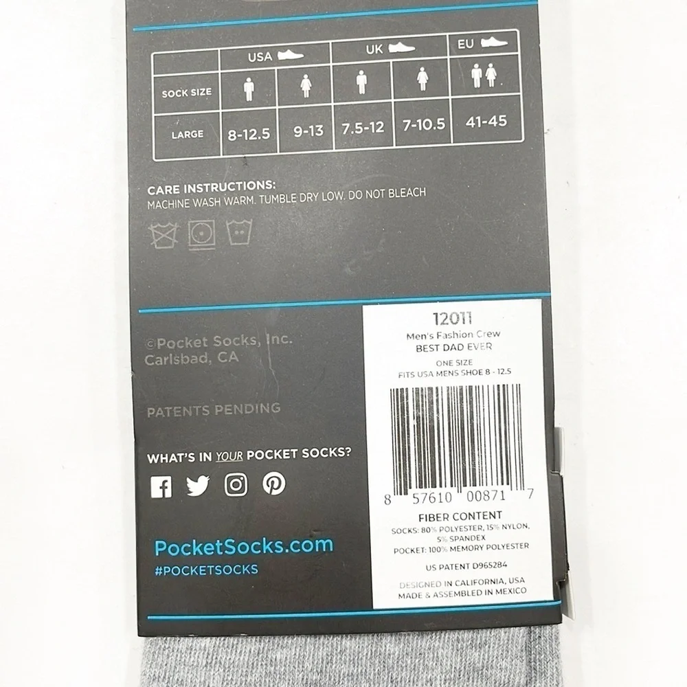 NEW Pocket Socks Best Dad Ever crew socks